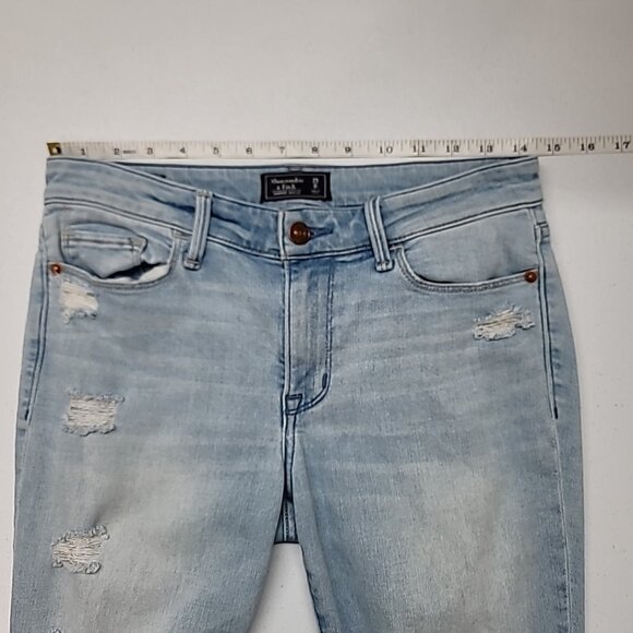 Abercrombie Fitch Harper Ankle Size 0/25 Youth Jeans Blue Denim Distressed READ - Picture 11 of 15